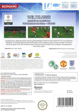 Pro Evolution Soccer 2012 box cover back